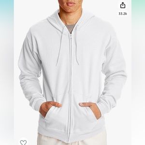 Hanes EcoSmart Fleece Full-Zip Hooded Sweatshirt - White XL